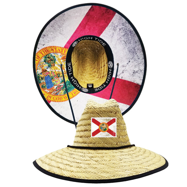 High Tide Florida Flag Youth Straw Hat – lightweight kids sun hat for beach, travel, and outdoor play
