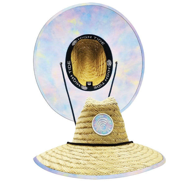 Pastel tie-dye straw hat for kids – fun, UV-protective summer hat with adjustable chin strap