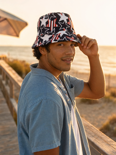 Americana Bucket Hat – USA Stars & Stripes Reversible Sun Hat | High Tide