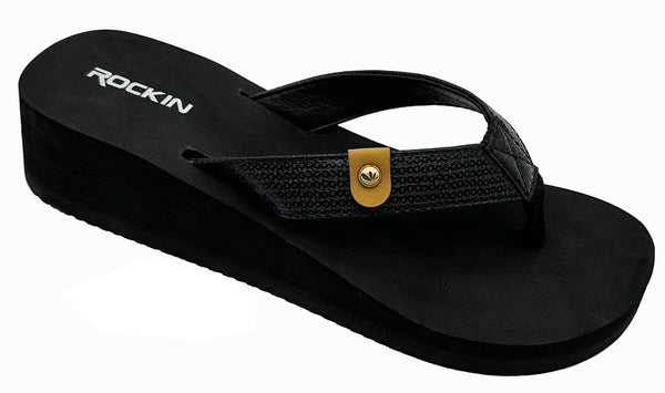 Rockin Comfort ladies wedge sandal with cushioned footbed and supportive heel for stylish comfort
