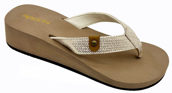 Rockin Comfort ladies wedge sandal with cushioned footbed and supportive heel for stylish comfort