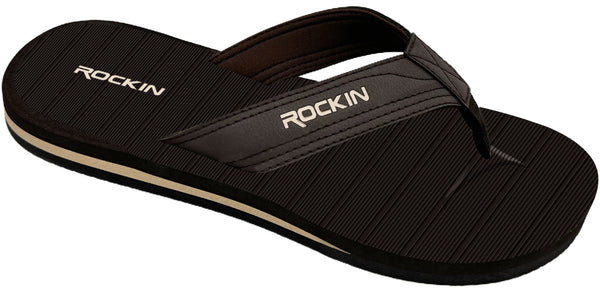 Rockin Comfort Plus men's flip flops with cushioned footbed and arch support for all-day comfort