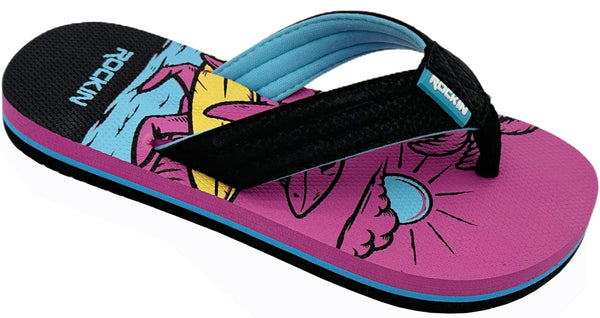Pink kids surf shark flip flops – fun, colorful summer sandals for beach, pool, and play