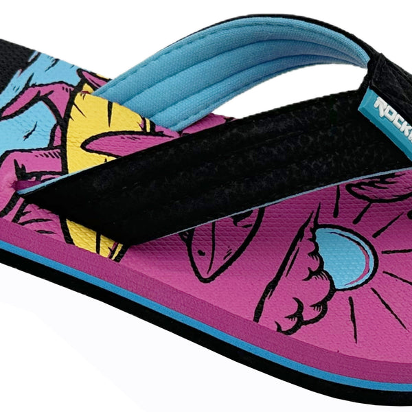 Pink kids surf shark flip flops – fun, colorful summer sandals for beach, pool, and play