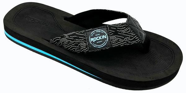 Rockin Ricardo men's flip flops with faux-leather strap and cushioned footbed for casual comfort