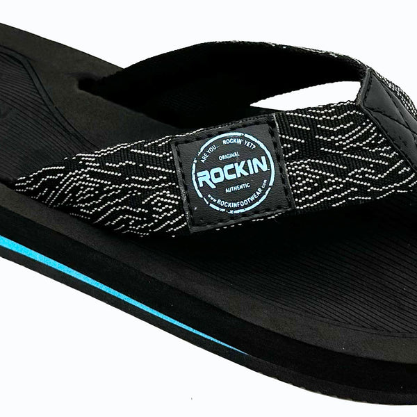 Rockin Ricardo men's flip flops with faux-leather strap and cushioned footbed for casual comfort