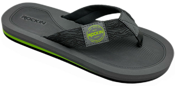 Rockin Ricardo men's flip flops with faux-leather strap and cushioned footbed for casual comfort