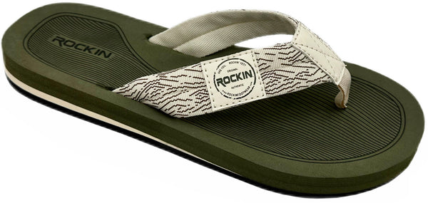 Rockin Ricardo men's flip flops with faux-leather strap and cushioned footbed for casual comfort