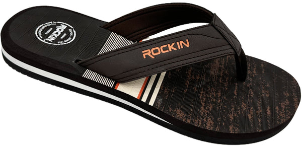Rockin Static Stripes men's flip flops with bold striped design and cushioned comfort for summer wear