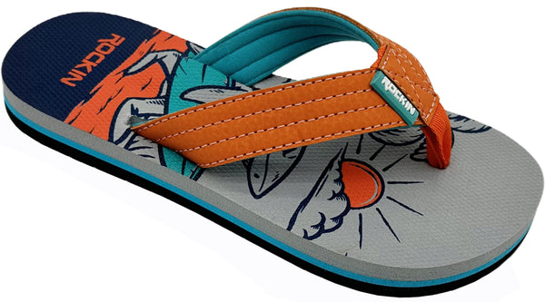 Kids surf shark flip flops – vibrant summer sandals for beach, pool, or everyday adventure