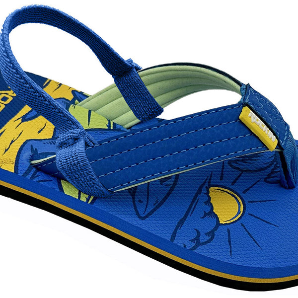 Rockin Surf Shark toddler flip flops with cushioned sole and back strap for secure summer comfort