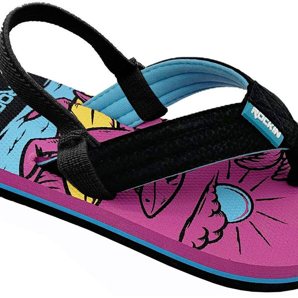 Rockin Surf Shark toddler flip flops with cushioned sole and back strap for secure summer comfort