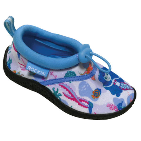 Aqua Mermaids toddlers aqua socks with mermaid design, quick-dry mesh, and water-ready grip