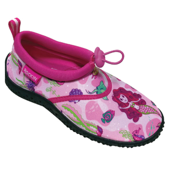 Aqua Mermaids toddlers aqua socks with mermaid design, quick-dry mesh, and water-ready grip