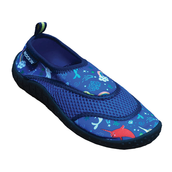 Aqua Narwhal Kids Aqua Socks with non-slip soles, perfect for water activities and beach fun