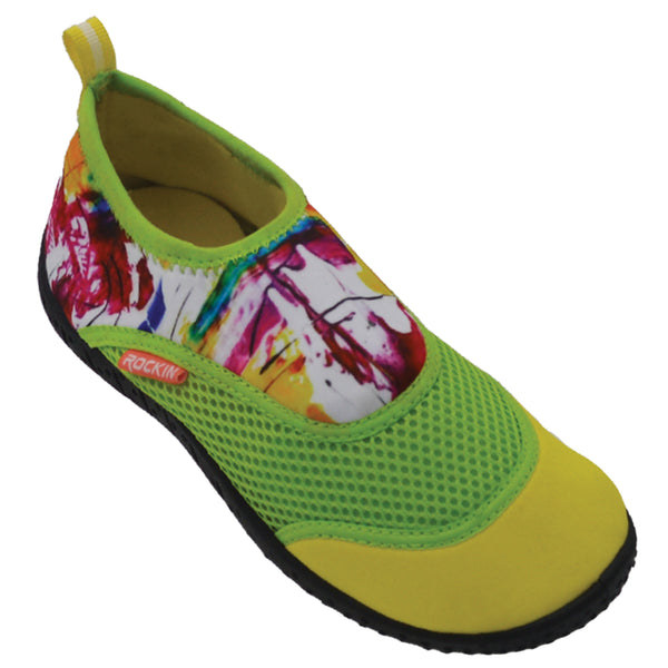 Aqua Neon Splash Aqua Socks for kids, offering non-slip grip and a fun neon design.