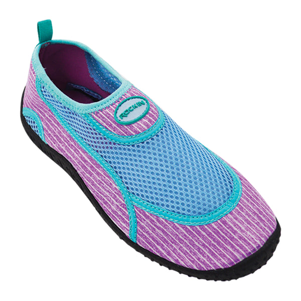 Aqua pin stripe tweens aqua socks with non-slip sole and quick-dry fabric