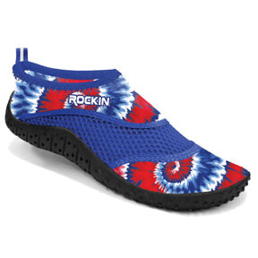 Aqua Tie Dye Kids Aqua Socks with quick-drying fabric and non-slip grip for water fun.