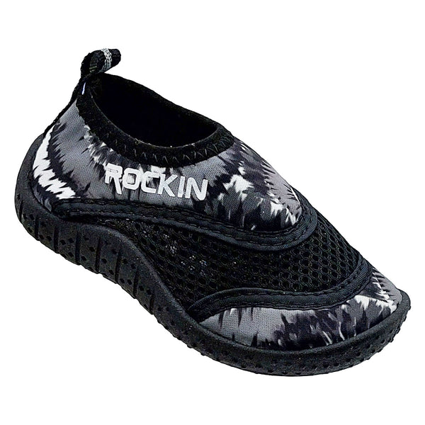 Aqua Tie Dye Toddlers Aqua Socks with vibrant design and non-slip grip for water play.