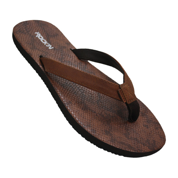 Women's flip flops with bold animal hide design, cushioned footbed, and non-slip sole for stability