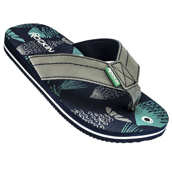 Fish kids flip flops with fun design and cushioned comfort for water play and summer fun