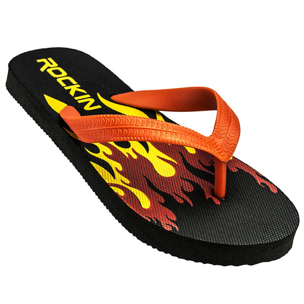 Flame kids flip flops with bold design and cushioned comfort for summer adventures