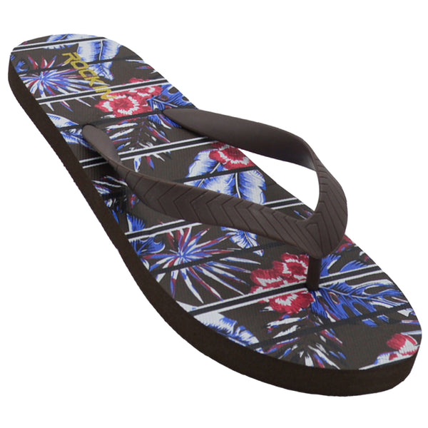 Comfortable Men's PALMETTO LEAVES Flip Flops with slip-on design and non-slip sole for stability