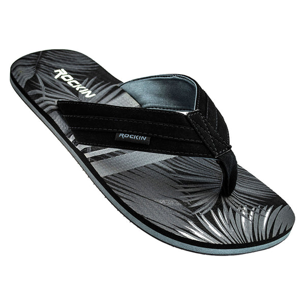 Paradise Men's Flip Flops with cushioned footbed and tropical design for comfort and style