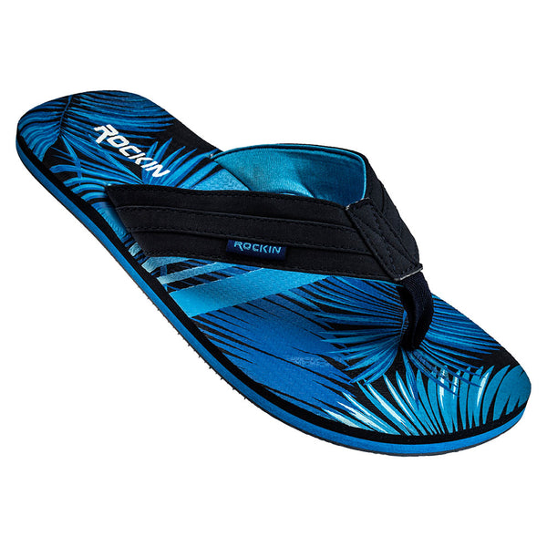 Paradise Men's Flip Flops with cushioned footbed and tropical design for comfort and style