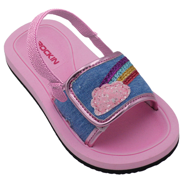 Rainbow Cloud Toddler Slides with vibrant design, perfect for summer adventures and beach fun.