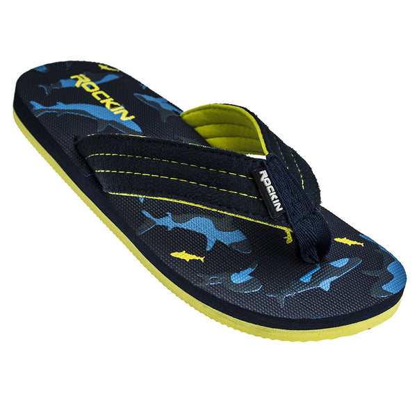 Shark kids flip flops with soft comfort and bold design for water play and summer adventures