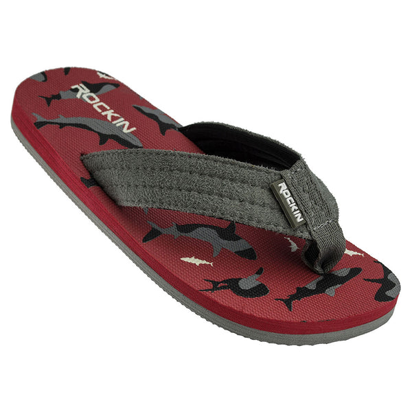 Shark kids flip flops with soft comfort and bold design for water play and summer adventures