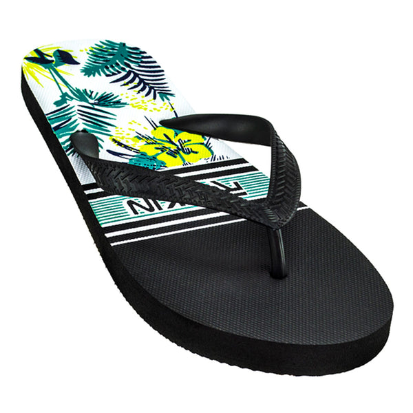 Tropical Stripe Men's Flip Flops with cushioned footbed and vibrant stripes for beachy comfort
