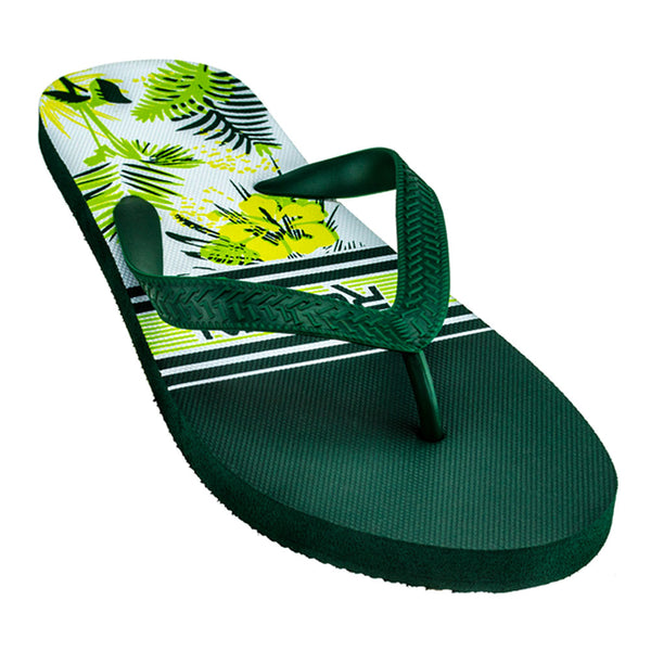 Tropical Stripe Men's Flip Flops with cushioned footbed and vibrant stripes for beachy comfort
