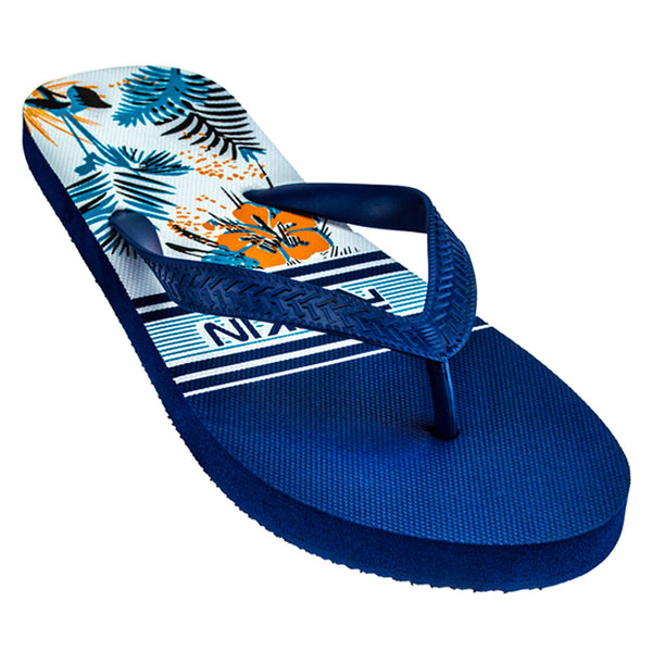 Tropical Stripe Men's Flip Flops with cushioned footbed and vibrant stripes for beachy comfort