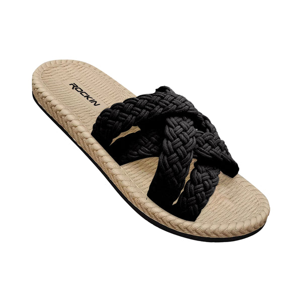 Women's rope slide sandal with cushioned footbed and coastal design.